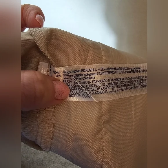 Zara Khaki Satin Cropped Trousers Women's Size Small NWT - Picture 9 of 12